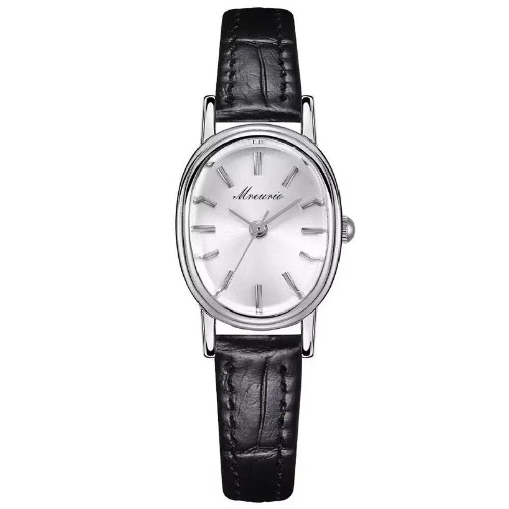 Elegant Alloy Oval Quartz Wristwatch Faux Leather Oval Women Timepiece Quartz Movement Quartz Analog Watch Women