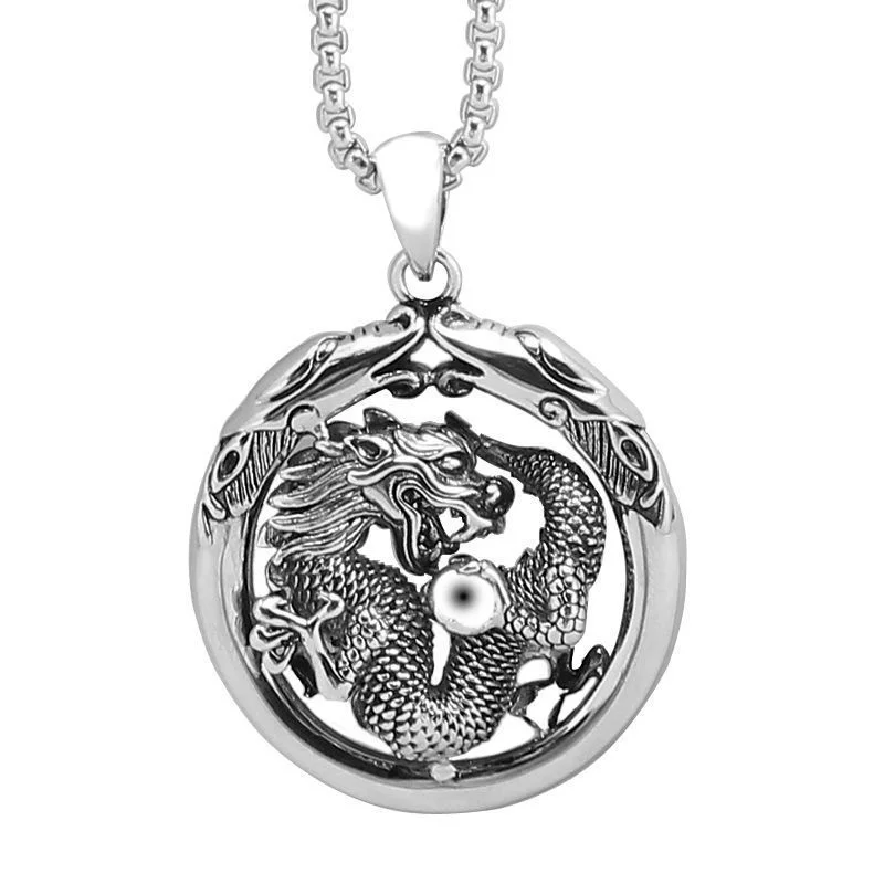 New Arrival Hollow Mascot Kylin Pendant Necklace Male Jewelry 2024 Zodiac Dragon Necklace For Men Personality Birthday Gift