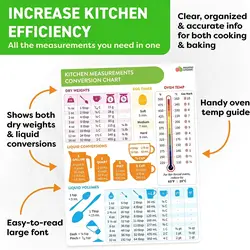 Kitchen Conversion Chart Fridge Magnet Imperial Metric To Standard Conversion Chart Decor Cooking Measurements For Food