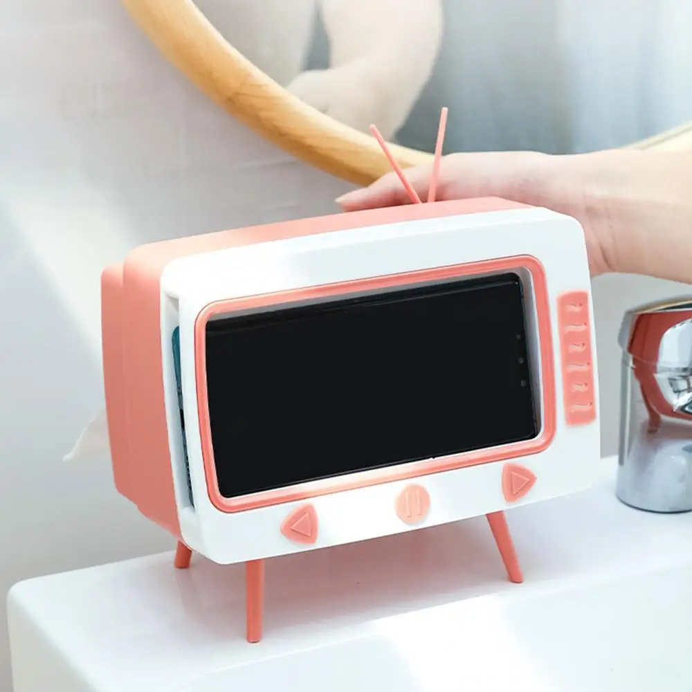 Caja de pañuelos creativa con forma de TV, soporte de papel multifuncional bonito, caja de pañuelos, caja de almacenamiento de pañuelos