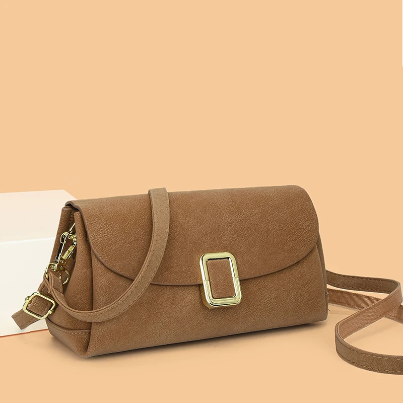 

Classic PU leather crossbody bag, women's fashionable small square bag, elegant style women's chain strap shoulder bag