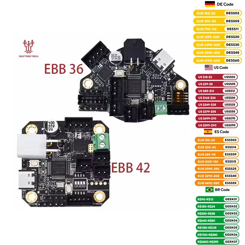 BTT EBB36 EBB42 CAN Adapter Board Support Canbus And Usb PT100 Onboard TMC2209 Driver For Raspberry Pi  Blv Ender 3 3D Printer