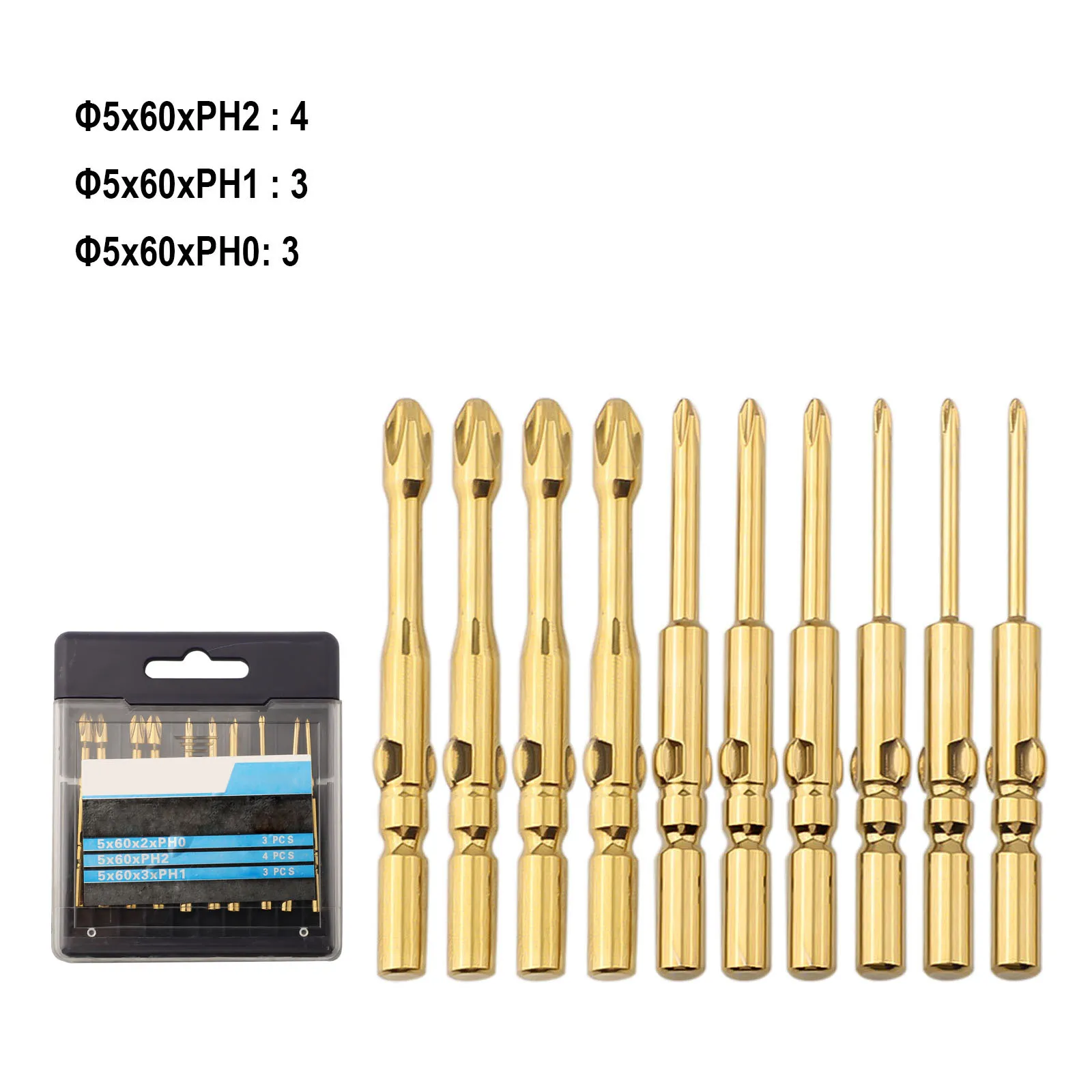 5 mm Schaft-Bits, magnetische Schraubendreher-Bits für die Reparatur zu Hause, 60 mm Länge, legiertes Stahlmaterial, goldfarben, hohe Härte, 60 HRC