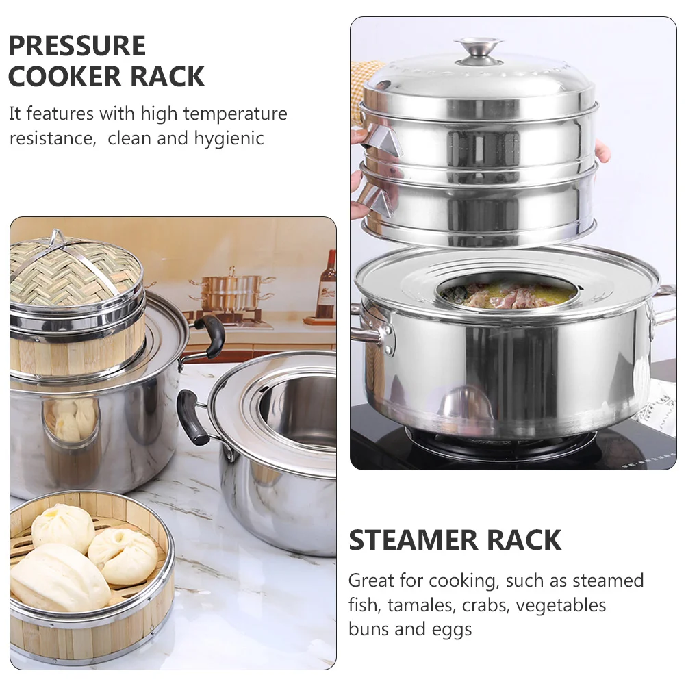 Stainless Pressure Cooker Steamer Multi-Functional Rack Steaming Stove Silver Food Plate Steel