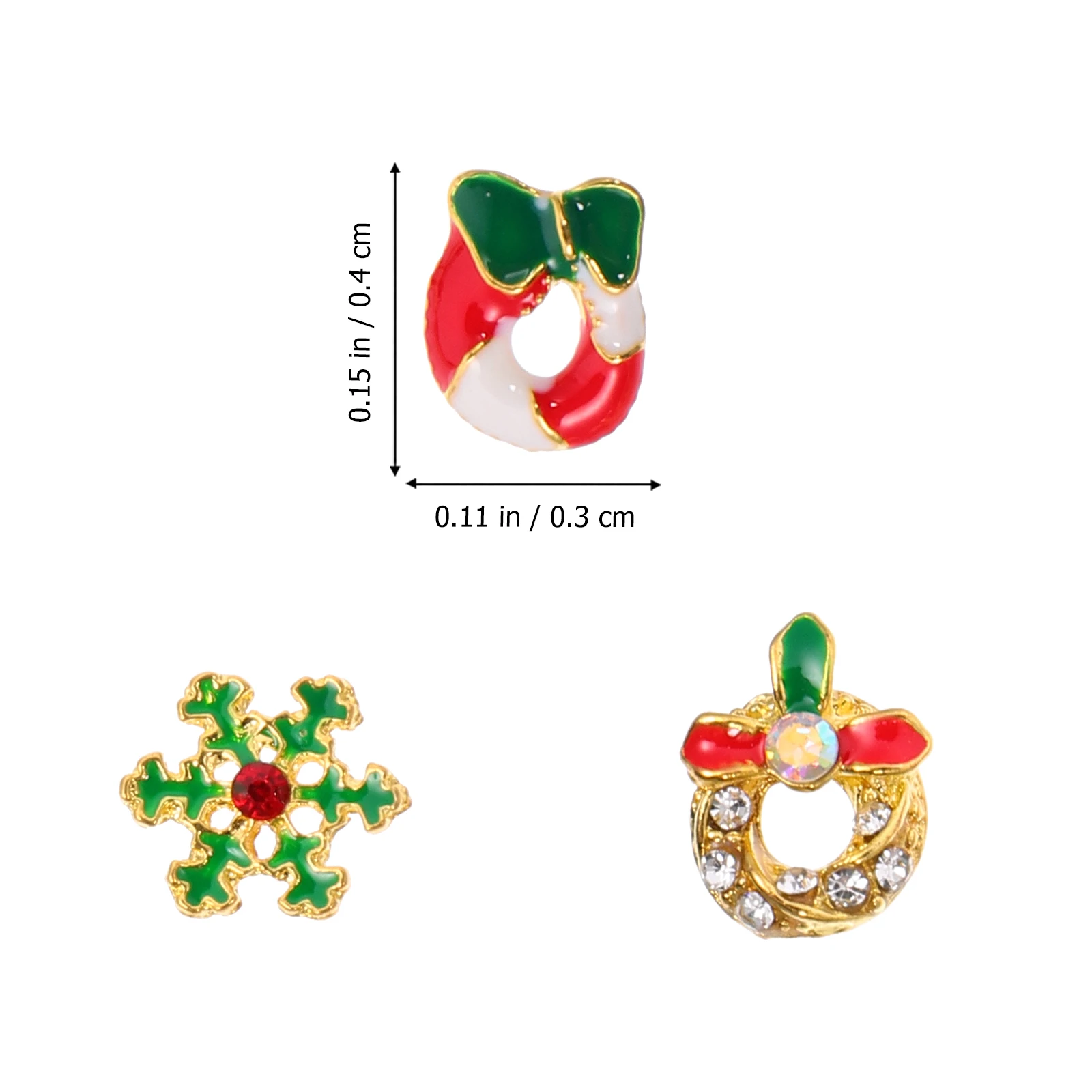 2 uds. De pegatinas navideñas de aleación para decoración de uñas, juego de dijes de diamantes de imitación para regalo de manicura, almacenamiento de viaje