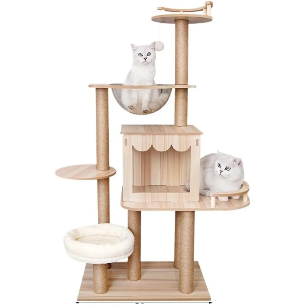 

Cat Easy to Clean Climbing Frame, Nest, Shelf, Scratching Post, Jumping Platform, Villa Scratching Board