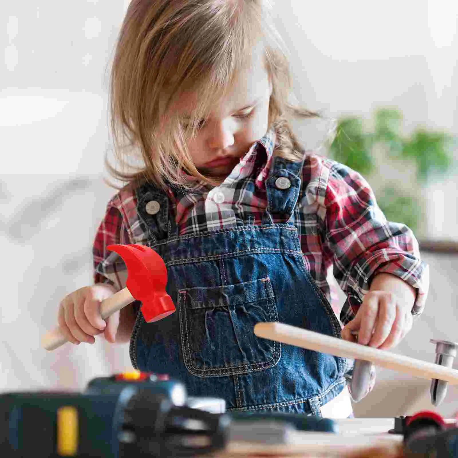 Giocattoli per bambini Simulato piccolo martello in legno con manico Martelli giocattolo con manico in legno per bambini