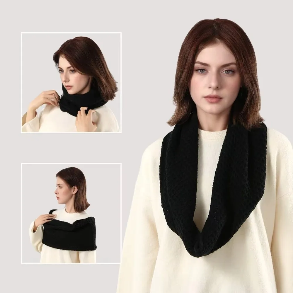 Knitted Material Knitted Ring Scarf Thick Warm Fabric Solid Color Neck Warmer Scarf Circle Ring Style Versatile Wear