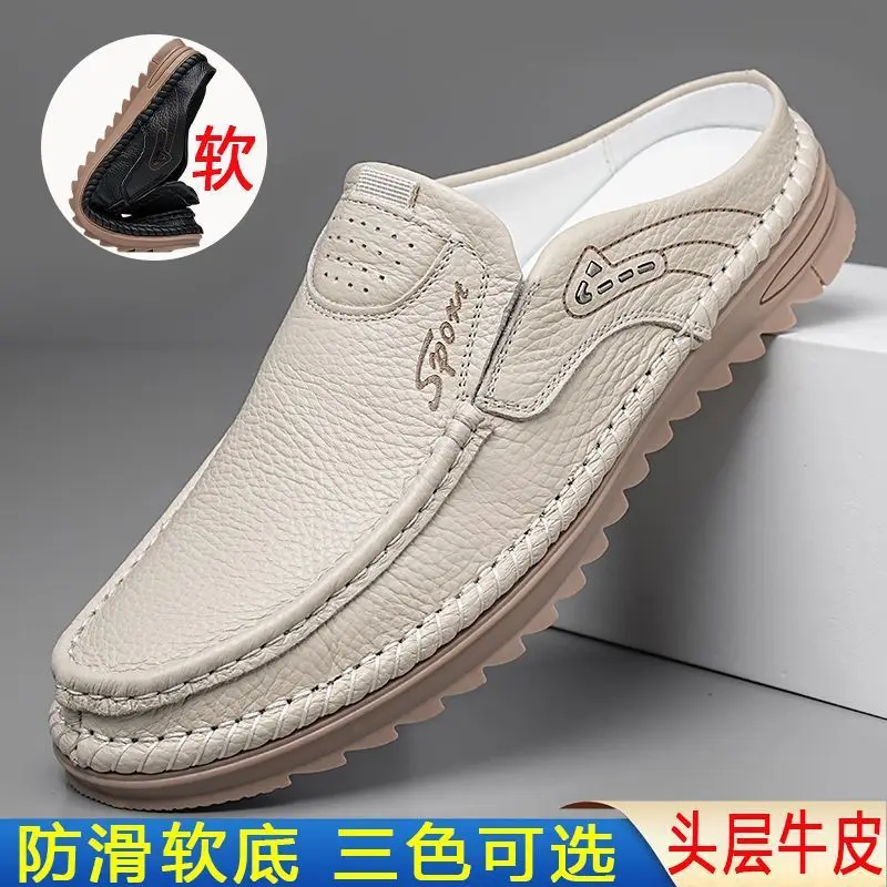 

Мужские кожаные сандалии с закрытым носком, удобные для ношения, больших размеров, повседневные, спортивные, для активного отдыха, комфортные и дышащие.