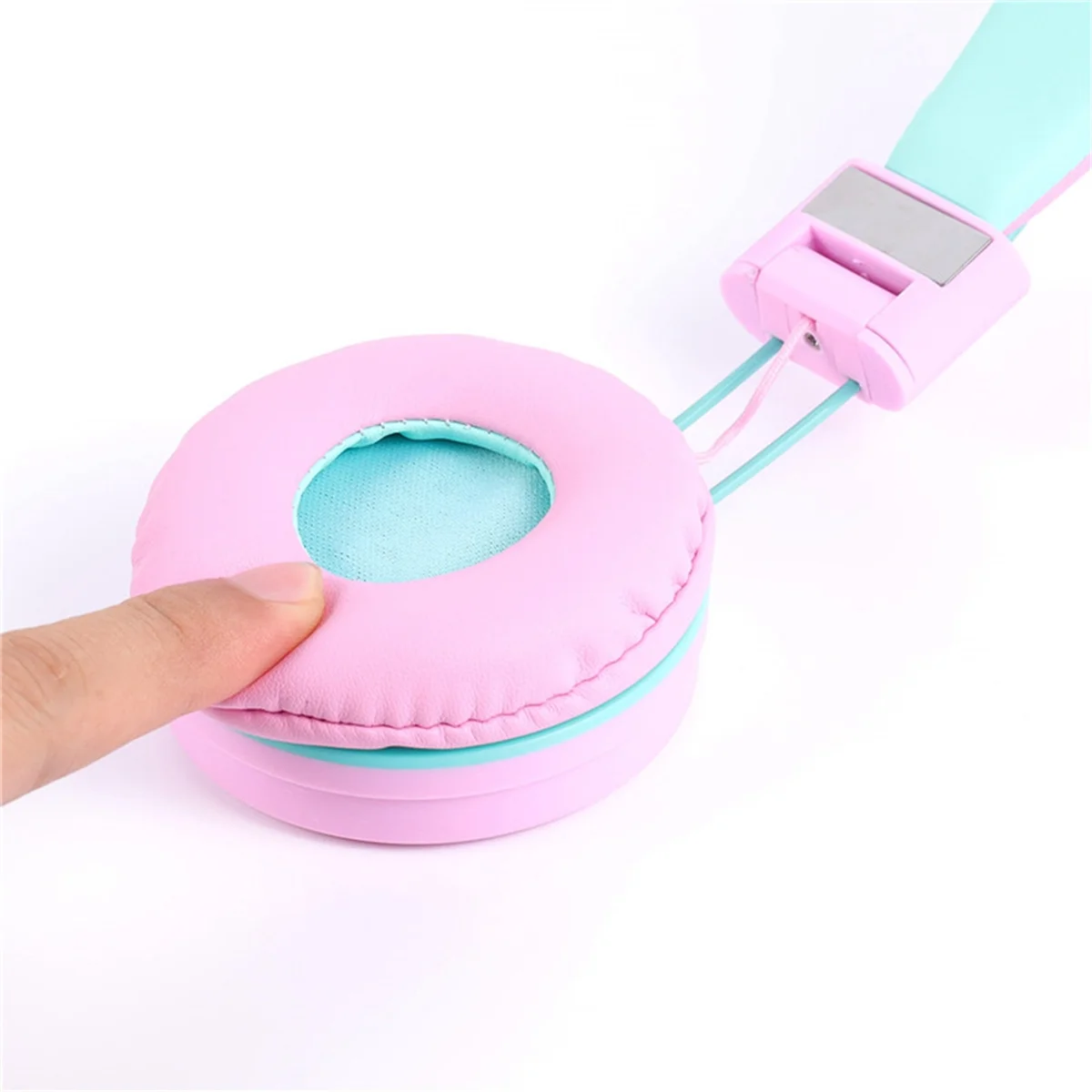 A57G-سماعات رأس للأطفال سلكية ملونة للكمبيوتر المحمول والكمبيوتر اللوحي لتعلم سماعات الرأس عبر الإنترنت، وردي