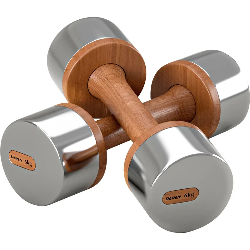 

YJQ wood stainless steel dumbbells fitness equipment strength training household solid wood dumbbells