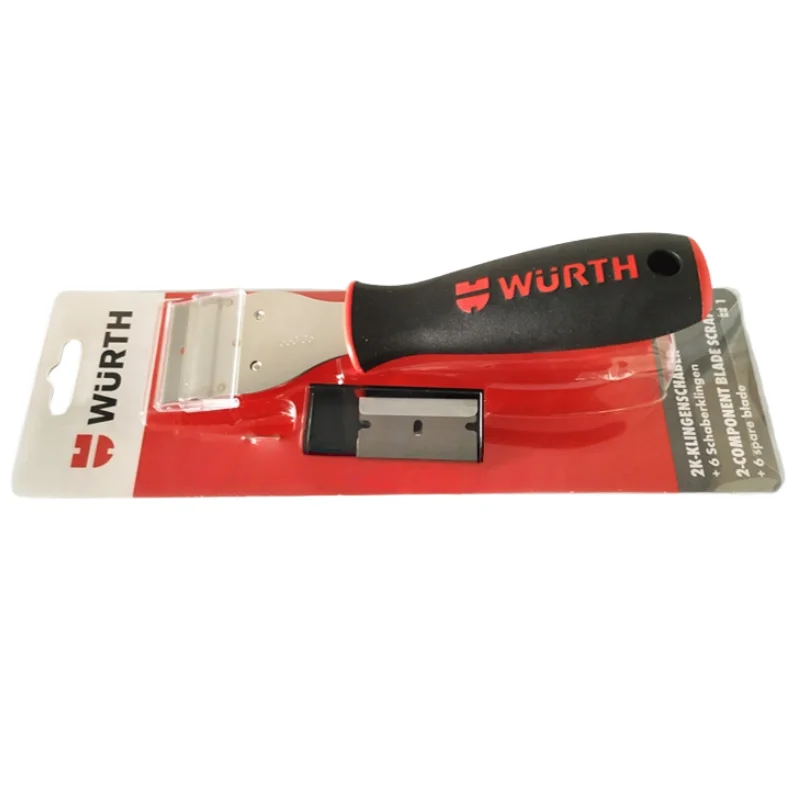 Original Wurth Razor Blade Scraper Heavy Duty Sticker Glue Paint Remover Tool with 6 Blades
