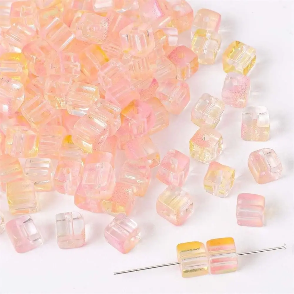 

7mm DIY Beads with Sugar Cubes Glass Colored Handmad Beading Materials Sugar Cube Transparent