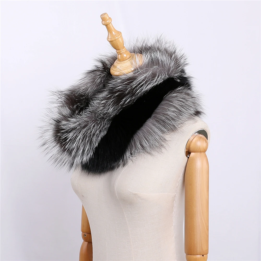 Fashion Winter Real Fox Fur Snood Cowl Ring Scarf Women Genuine Fur Infinity Scarves Hot Sale Ladies Scarfs Warm Neck Warmer