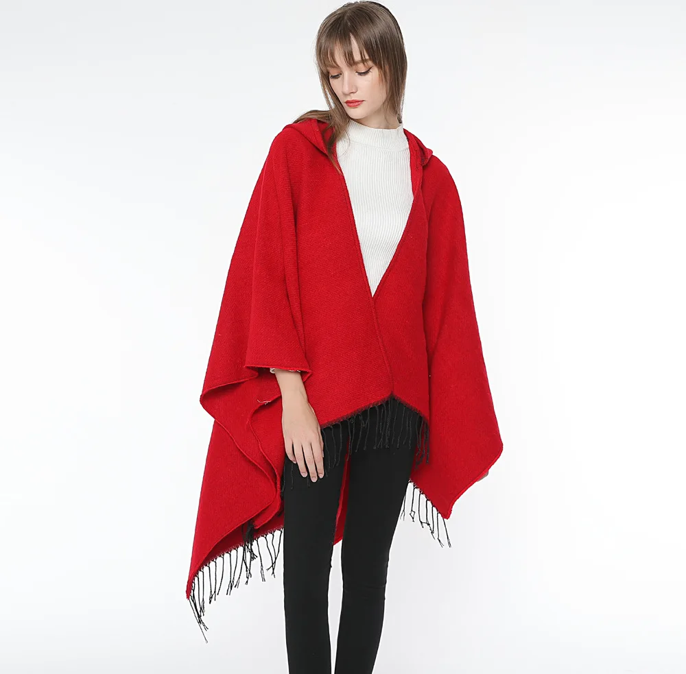 

Spring Autumn Britain Casual Black Split Couple Shawl Scarf Cloak Imitation Wool Poncho Lady Capes Red Cloaks