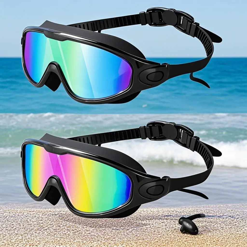 Professionelle Schwimmbrille Schwimmbrille mit Ohrstöpseln Nasenklammer verstellbarer Riemen Schwimmbrille für Wassersport
