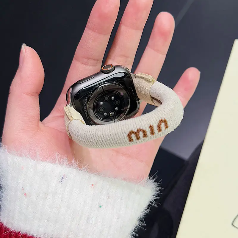 

Милый эластичный веревочный ремешок, совместимый с ремешком iWatch 38 мм, 40 мм, 41 мм, 42 мм, 44 мм, 45 мм, 49 мм, модный ремешок ручной работы