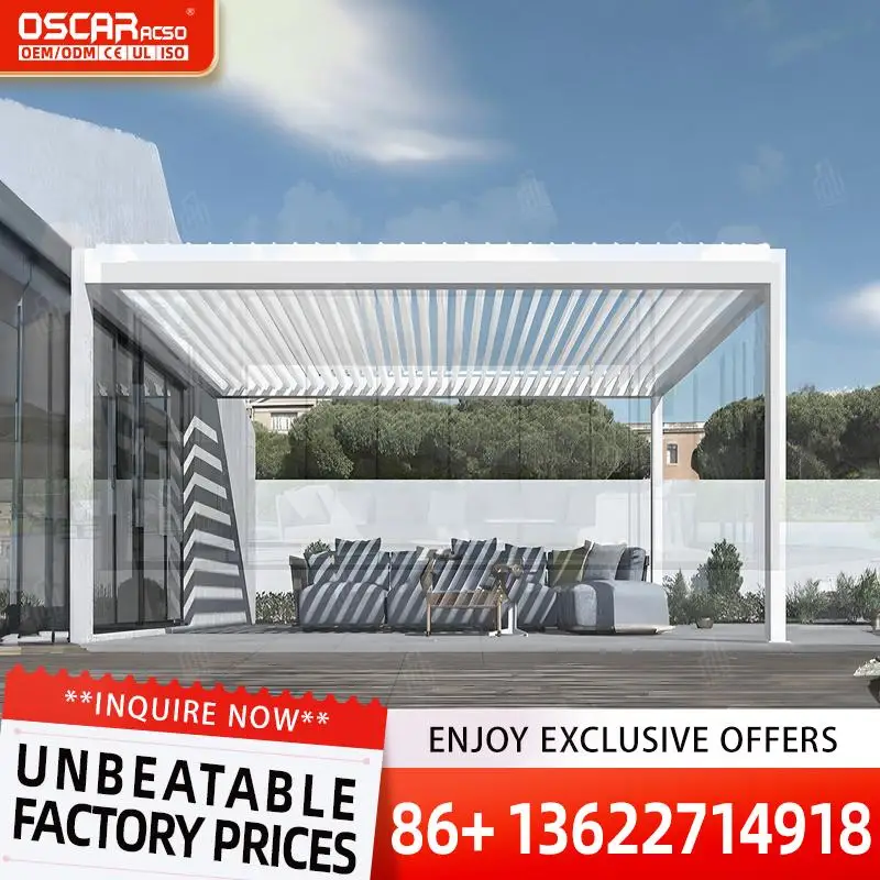 هيكل ظل ألومنيوم أوتوماتيكي 8 × 8 لعريشة المأوى الخارجية في الفناء الخلفي للحديقة #1