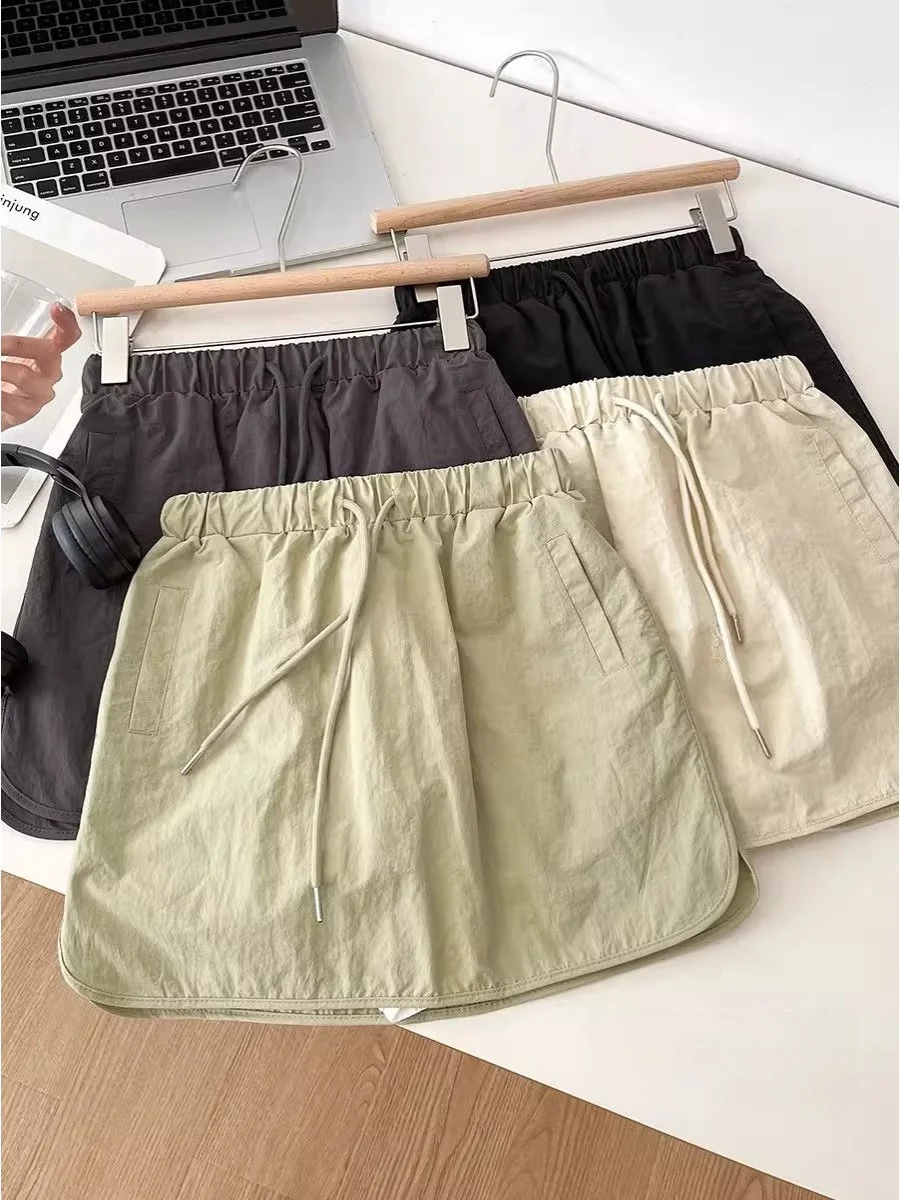 

Юбка трапециевидной формы с высокой талией, женская летняя антилегкая повседневная спортивная юбка из полиэстера, корейская юбка для поездок на работу