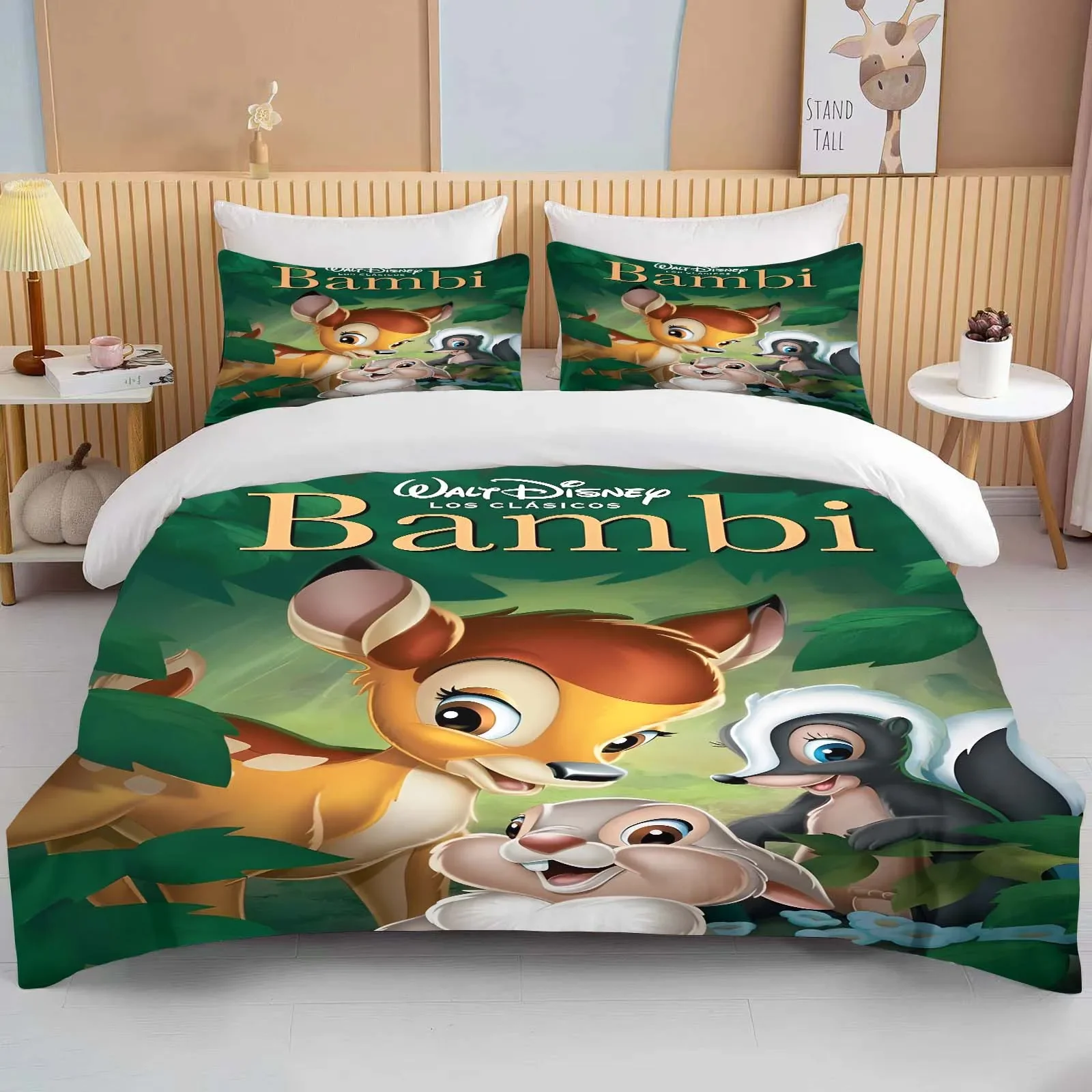 10 Sizes Disney Bambi Printed Soft Bedding Set Duvet Cover Anime Quilt Adult Kids Birthday Gift Full Size King Size Bedding Set