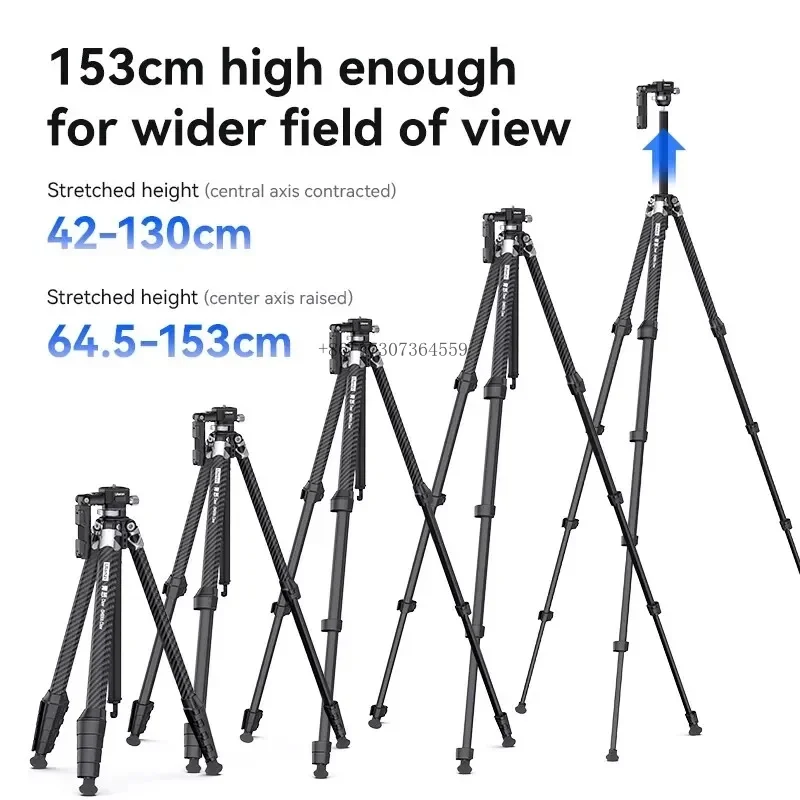 Trípode de fibra de carbono con garra OMBRA 2025 TT08, trípode teleprompter de liberación rápida para cámara DSLR, teléfono inteligente, trípode ajustable 360
