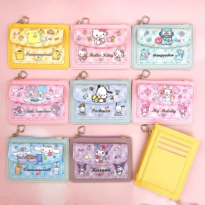 8pcs/lot Sanrio Melody Kuromi Kitty Pencil Case Cute Hangyodon Pochacco Coin Purse Card Holder Stationery Pouch School Supplies