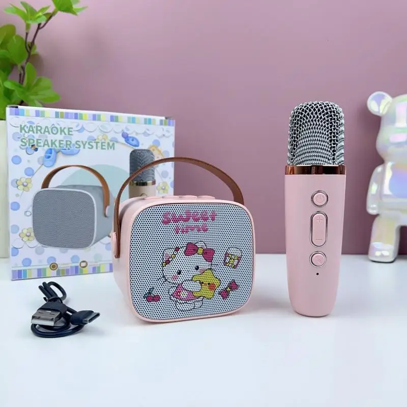 Sanrios Audio Hellokitty Kuromi Cinnamoroll śpiewający mikrofon Bluetooth bezprzewodowa domowa Ktv dla dzieci zbierająca plenerowe rozrywki