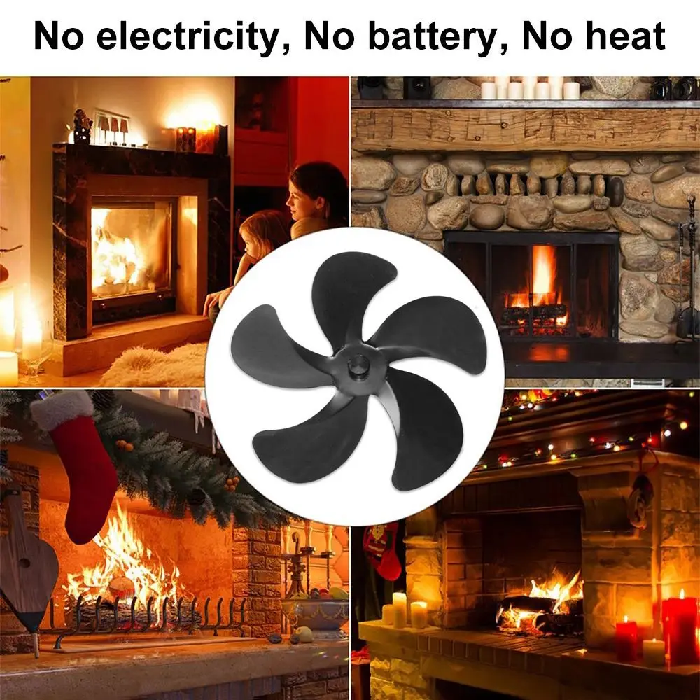 5 Blades Power Saving Eco Fire Heat Log Burner Wood Stove Fan Fireplace Fan for Heat Powered