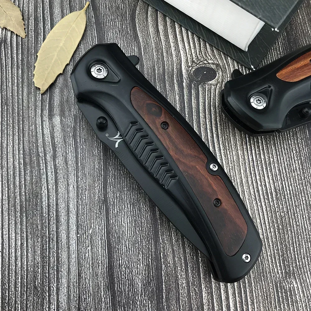 NEW HUAAO DA315 Folding Pocket Knife 8Cr13Mov Blade 420 steel inlaid with coloured wood handle Camping Knives Combat EDC Tool