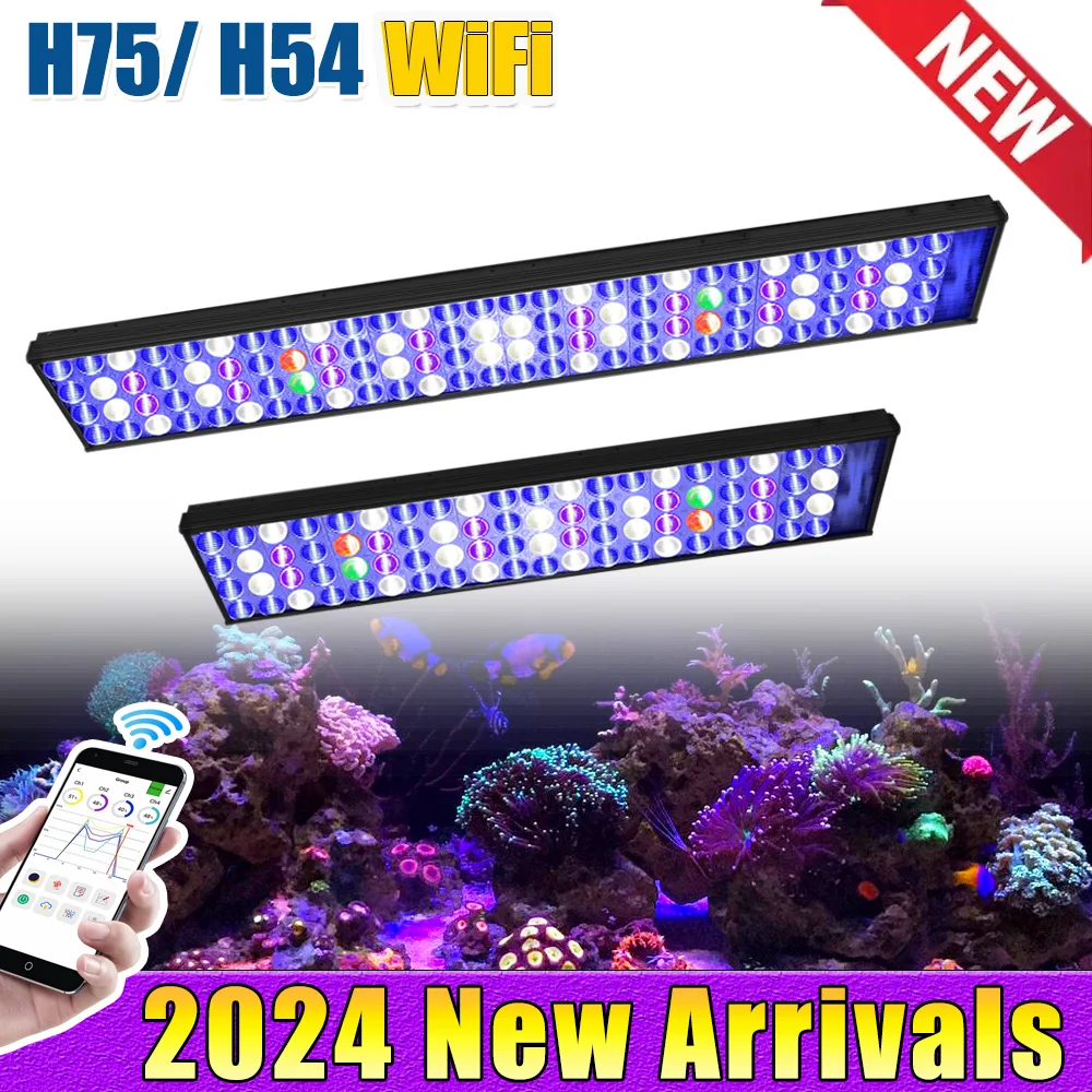 

PopBloom-Smart LED Marine Aquarium Light, Saltwater LED Aquarium Lamp, Marine Reef Fish Tanks, LPS,SPS, 60-240cm, Full Spevtrum