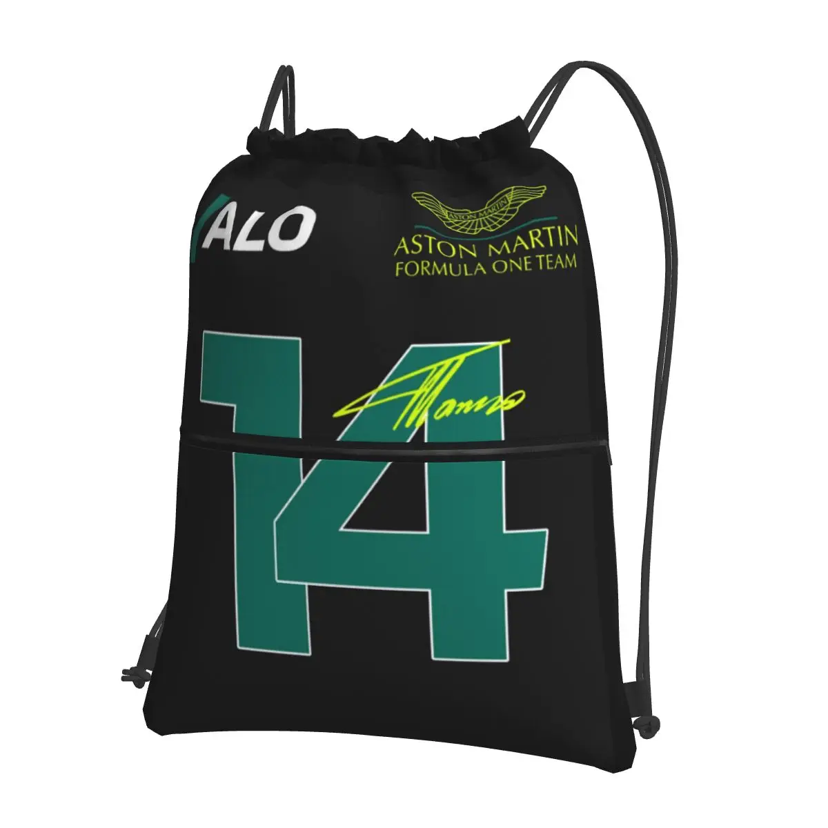 Fernando Alonso 14 Aston Martin F1 Portable Backpacks Drawstring Bag Drawstring Bundle Pocket Shoes Bags For Travel Man Woman