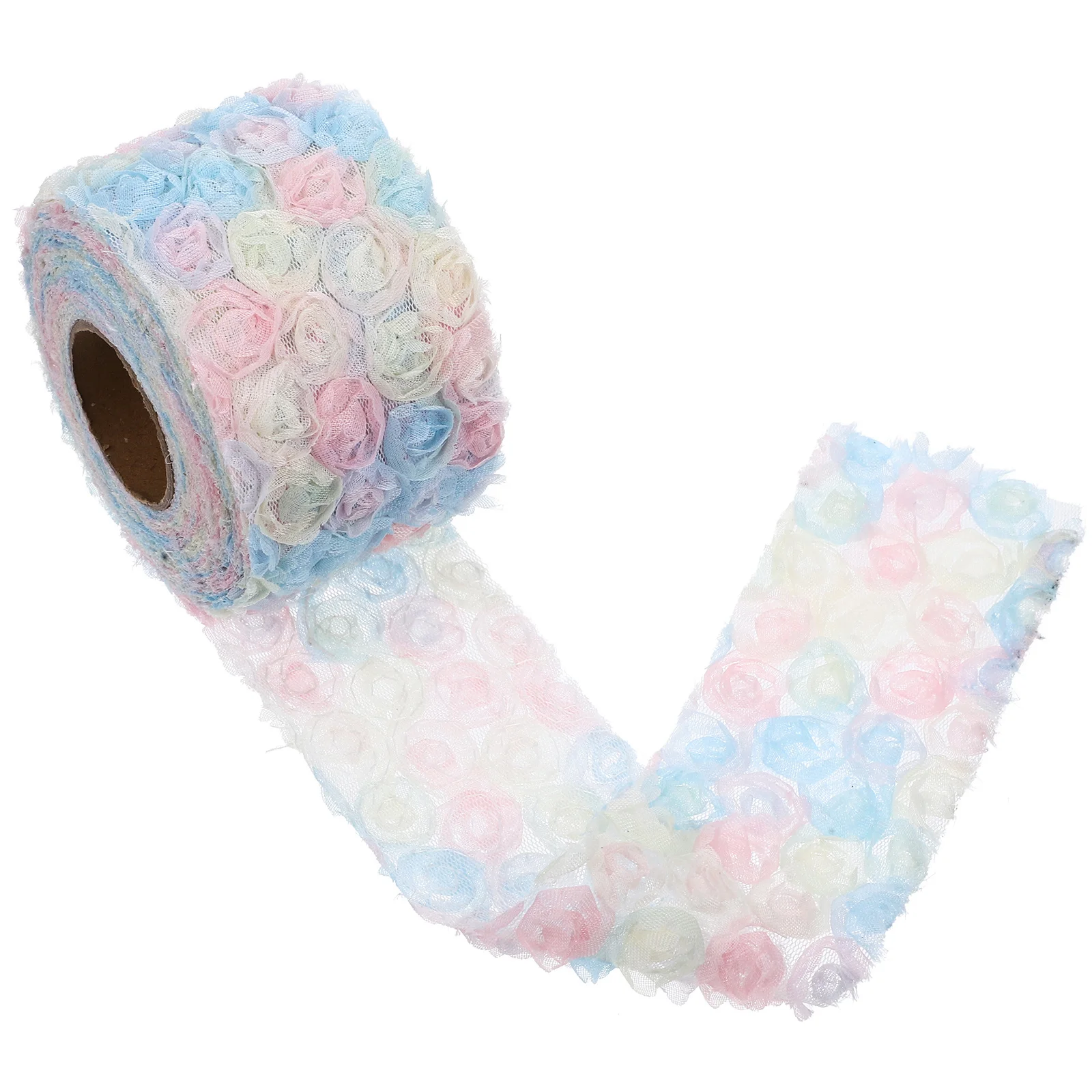 1 لفة ملونة زهرة الورد التطريز صافي النسيج Diy بها بنفسك الحرفية مواد الخياطة لحفل زفاف الديكور التطريز تقليم الخياطة