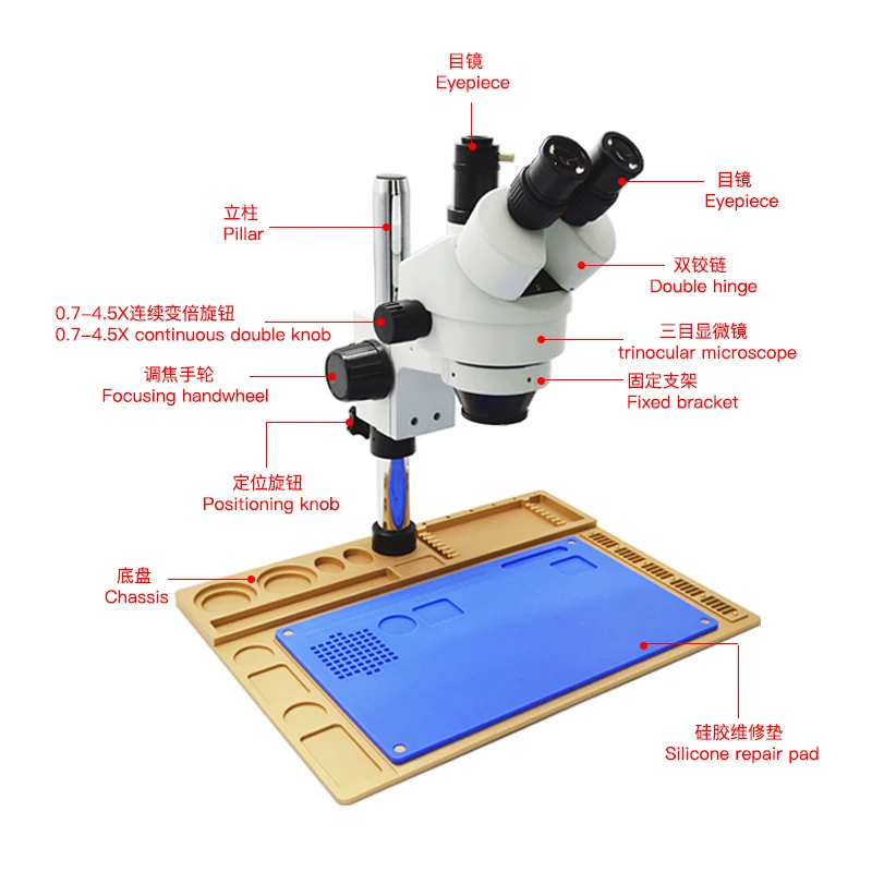 38MP HD 7X-45X Zoom Stereo Trinocular Iphone Motherboard Electronic Repair Microscope With Camera