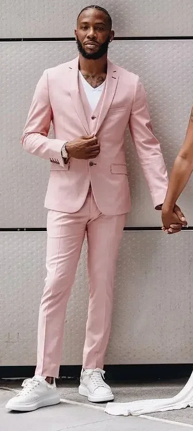 2024 Pink Summer Formal Wedding Elegant Men Suit Groom Tuxedo Prom Slim Fit Blazer Hombre High Quality Custom 3 Piece Set