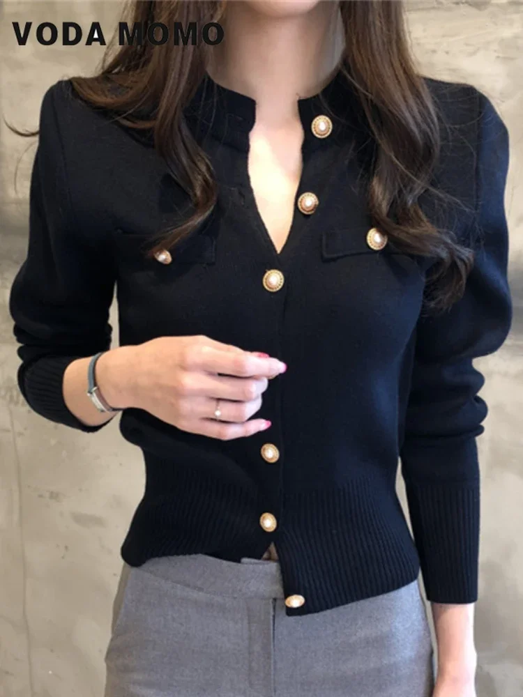 

Sweater Knitted Coat Short Casual Single Breasted Korean Slim Chic Ladies Tops Spring Autumn Long Sleeve Fashion Women Cardigans