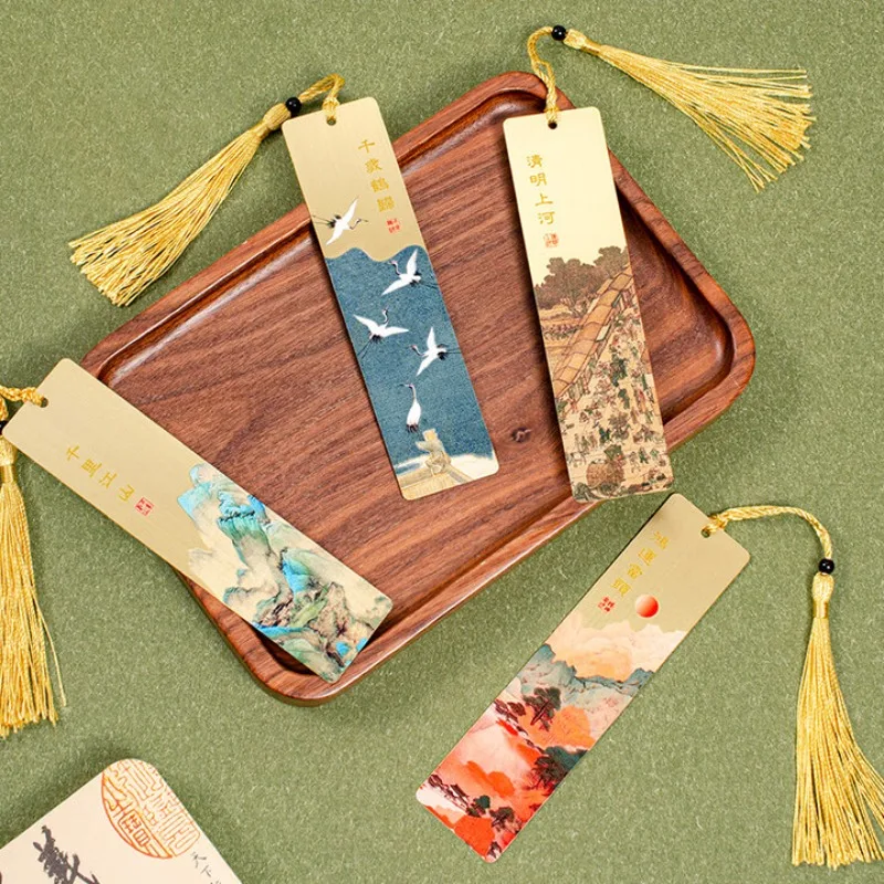 4 Messing-Lesezeichen-Geschenksets – Mix- und Match-Stile, künstlerische Lesezeichen