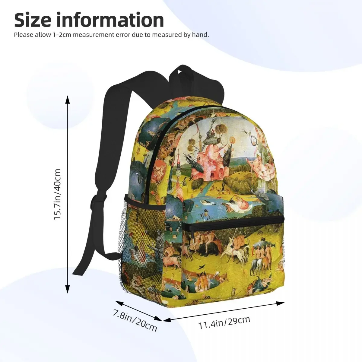 Original Paint Of Hieronymus Bosch The Garden Student Backpack School Bag Hiking Daypack for Men Women Bookbag Shoulder Bags