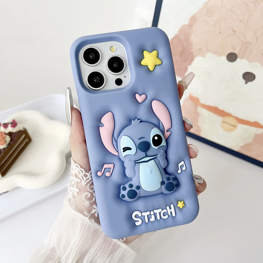 Case For iPhone 11 12 13 14 15 Pro Max Kawaii Cartoon Stitch Strawberry Bear LinaBell Expand Soft Silicone Cover