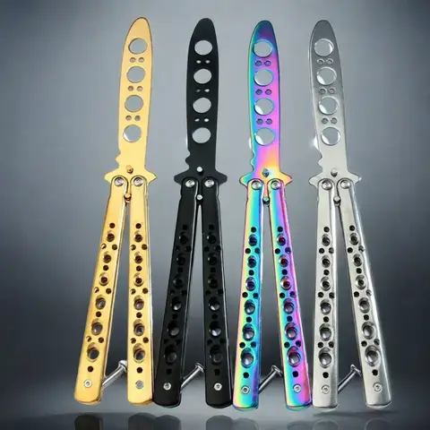 Folding Butterfly Knife Trainer Stainless Steel Pocket Practice Training Uncut Tool for Outdoor Games Hand Movements
