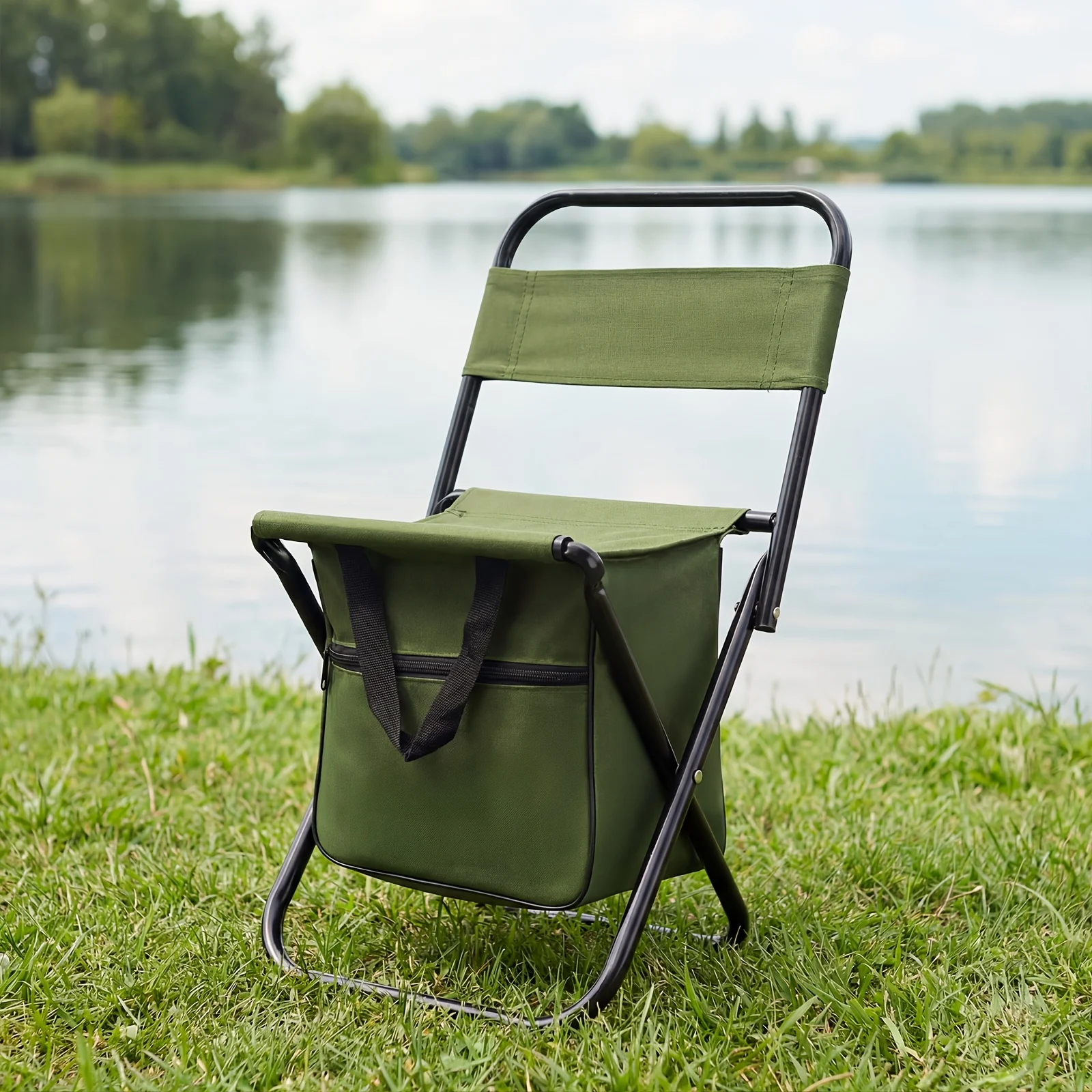 2 in 1 Camping Chair with Large Bag, Lightweight Folding Stool Heavy Duty 265Lbs for Outdoor Beach Hiking