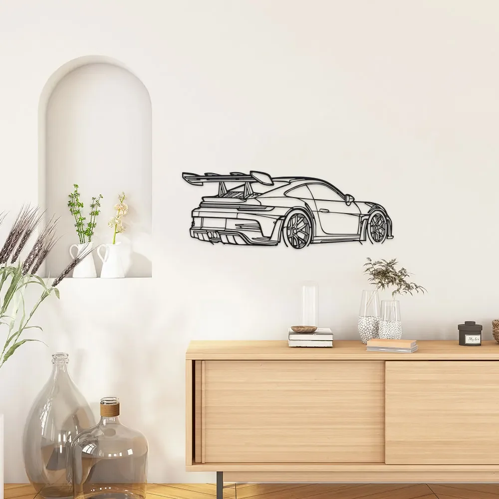 CIFBUY Metal Wall Art Black Iron Car Sculpture With Spoiler Exhaust Garage Decor Easy Hang For Home Office Men Space