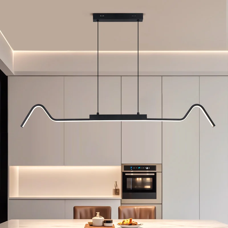 

Modern Minimalist Black Chandelier Pendant Lights Modern Simple Dining Room Lights For Kitchen Long Chandelier Living Room