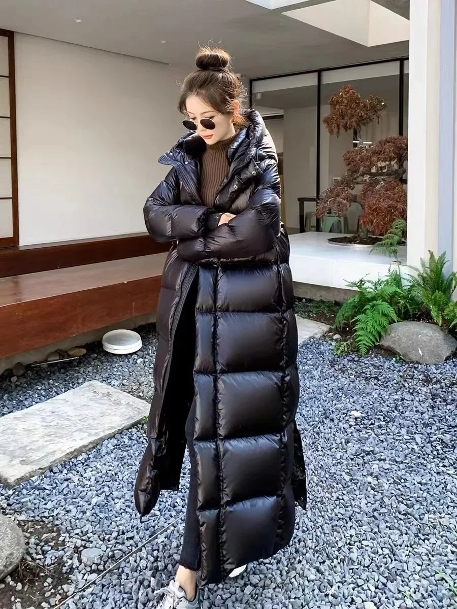 

Black Long Down Jacket Women 2023 Winter New Fashion Korean Temperament Light Luxury High Quality White Duck Down Coat Clothing