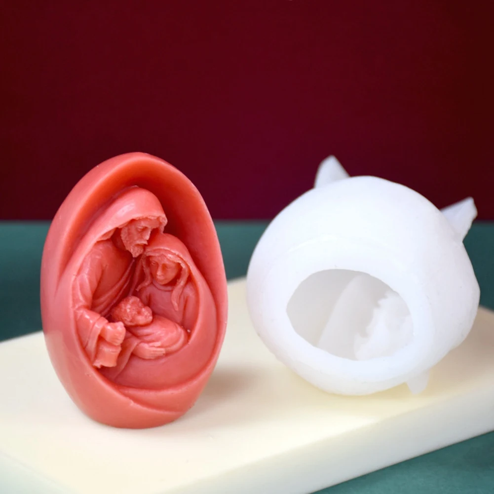 Family Candle Mold Jesus Figurine Silicone Mould Handmade 3D Gift Christmas Home Decoration DIY Mold 1 PCS