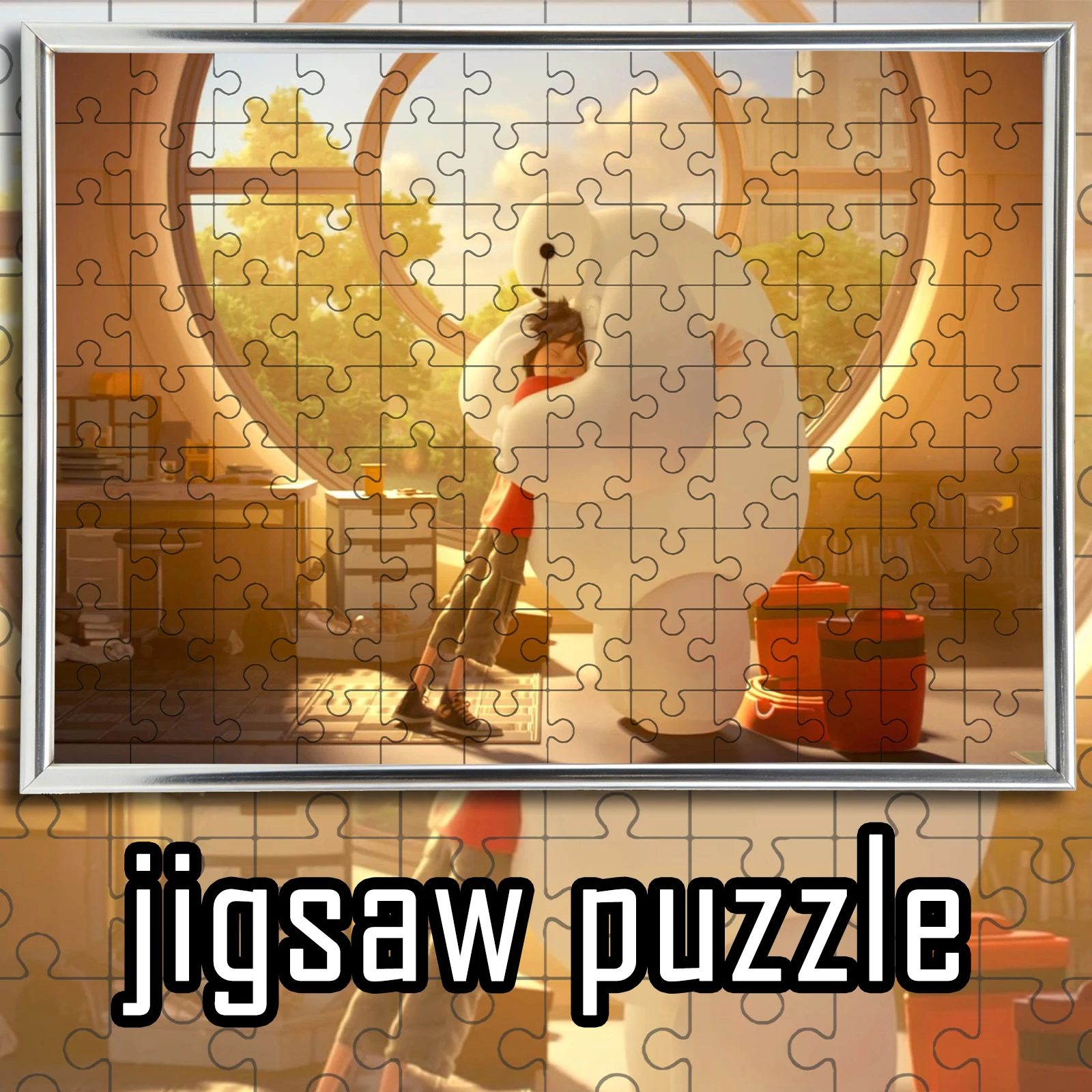 

Теплая тематическая головоломка с Бэймаксом и Хиро Хамадой, 108/200/300/500/1000 элементов, деревянная напольная игра-пазл, украшение для дома, подарок