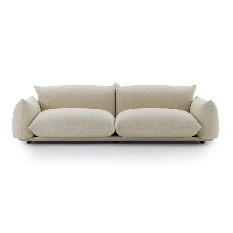 

Italian minimalist leather sofa Nordic Japanese bread super soft leather three-person sofa