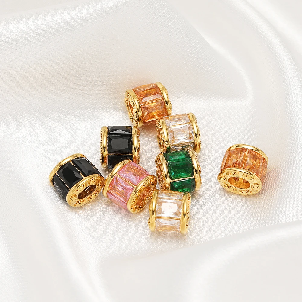 3 Stück Edelstahl-Langrohre Zirkonperlen Abstandshalter Großlochperlen Anhänger für DIY Schmuckherstellung Armbänder Halsketten Zubehör – Detail 5
