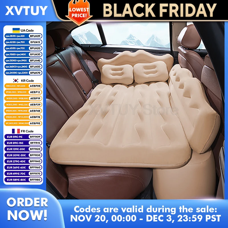 

Portable Camping Mattress Car Air Inflatable Travel Bed Multi Functional Sofa Pillow Outdoor Sleeping Pad for Auto Back Seat