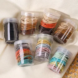 50Pcs/Box Simplicity Hair Band High Elasticity Rubber Band for Women Durable Hair Rope Canned Headband High Ponytail Hair Ties