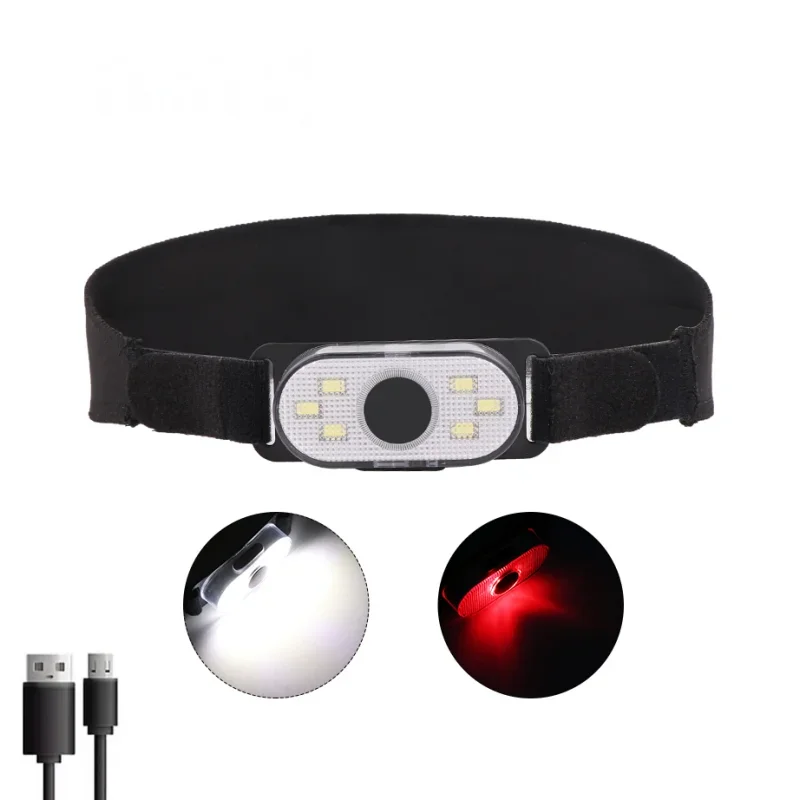 New LED Built-in Battery USB Charger Front/Back Wear Waterproof Strong Light Mini Headlamp